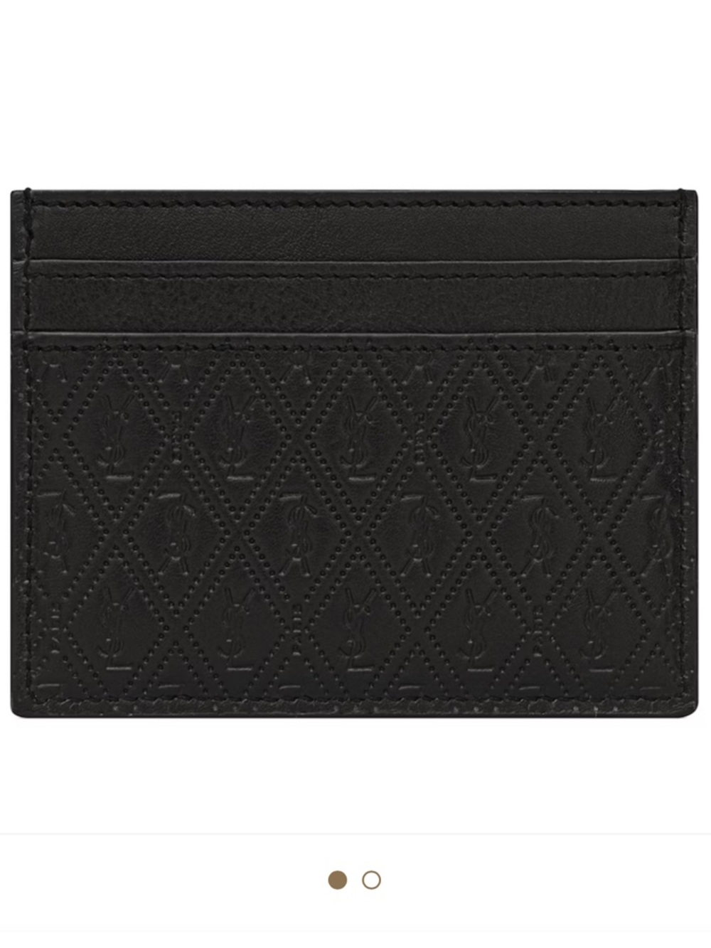 YSL Black Leather Monogramed Card Holder - Slim Pocket Wallet